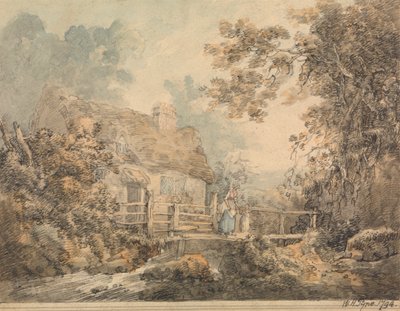 Cottage en Voetbrug door William Henry Pyne
