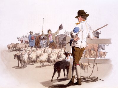 Herders van schapen en vee, uit The Costumes of Great Britain, uitgegeven door Henry Miller, 1805 (handgekleurde prent) door William Henry Pyne