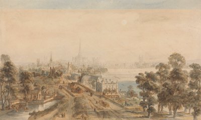 Oud Londen, Uitzicht vanaf St. James Park naar het Oosten door William Henry Pyne