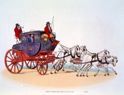 Postkoets, de Worcester en de London Royal Mail, 1808 door William Henry Pyne
