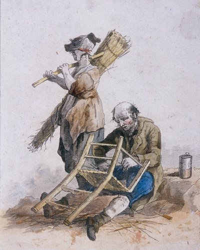 Twee stoelenmakers, Provinciale Karakters, 1804 door William Henry Pyne