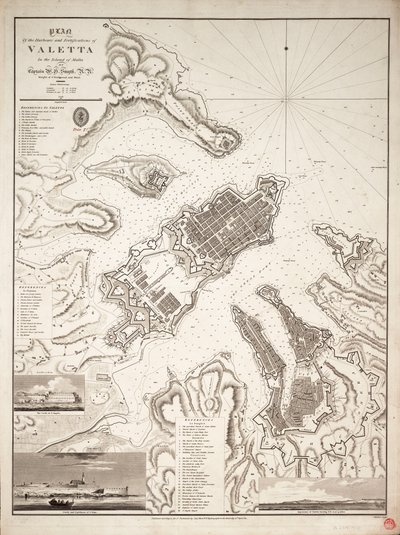Plan van de havens en fortificaties van Valetta op het eiland Malta, c.1821 door William Henry Smyth