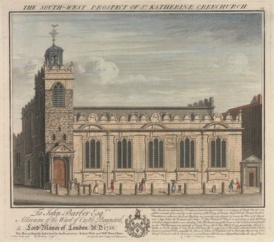 Het zuidwestelijke uitzicht van St. Katherine Cree kerk door William Henry Toms