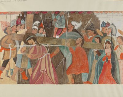 Kruiswegstatie nr. 5: Jezus krijgt hulp bij het dragen van zijn kruis, ca. 1936 door William Herbert