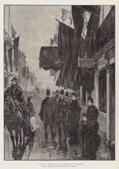 Een Stad in Rouw, de Straten van Berlijn door William Heysham Overend
