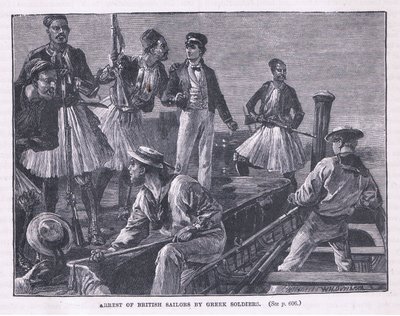 Arrestatie van de Britse Zeelieden door Griekse Soldaten AD 1850 door William Heysham Overend