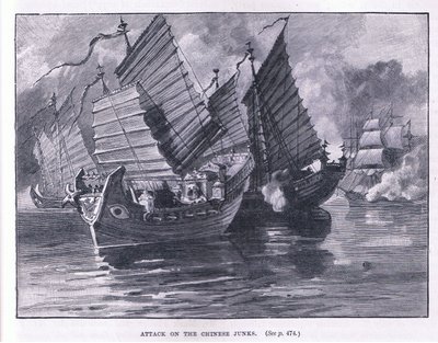 Aanval op de Chinese jonken AD 1841 door William Heysham Overend
