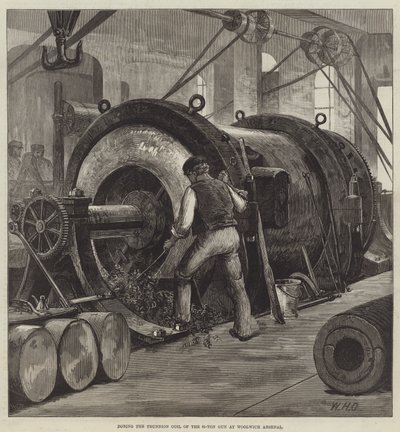 Het Boren van de Trunnion Coil van het 81-Ton Kanon in Woolwich Arsenal door William Heysham Overend