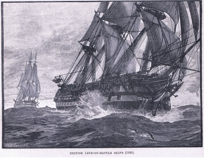 Britse linieschepen AD 1836 door William Heysham Overend