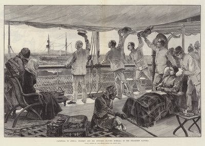 Afscheid van Afrika, Stanley en zijn Officieren verlaten Mombasa in het Stoomschip Katoria door William Heysham Overend