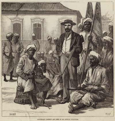 Luitenant Cameron en enkele van zijn Afrikaanse volgelingen door William Heysham Overend