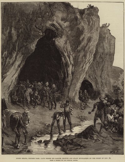 Lundi Khana, Khyberpas, Grot waar Sir Samuel Browne en Staf bivakkeerden in de Nacht van 23 november door William Heysham Overend