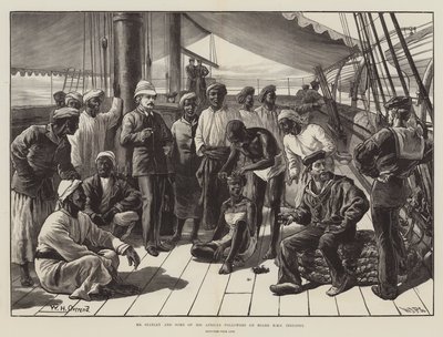 De heer Stanley en enkele van zijn Afrikaanse volgelingen aan boord van HMS Industry door William Heysham Overend