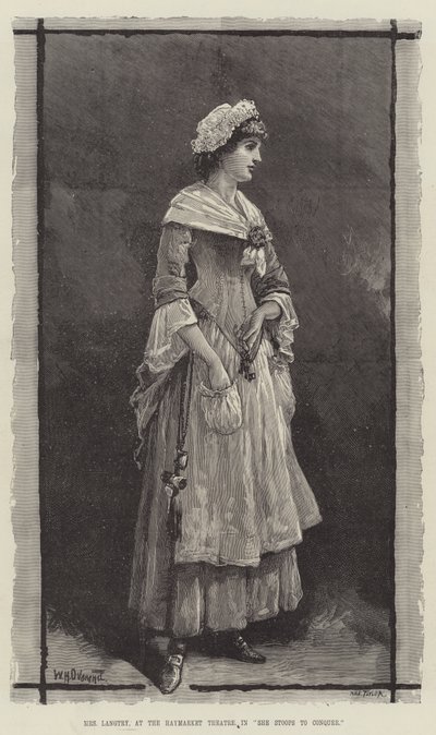 Mevrouw Langtry, in het Haymarket Theatre, in She Stoops to Conquer door William Heysham Overend