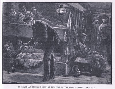 Aan boord van een emigrantenschip ten tijde van de Ierse hongersnood door William Heysham Overend