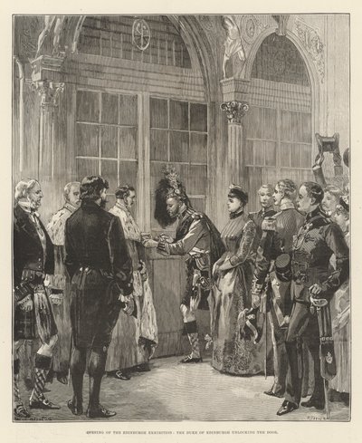 Opening van de Edinburgh Tentoonstelling, de Hertog van Edinburgh opent de Deur door William Heysham Overend