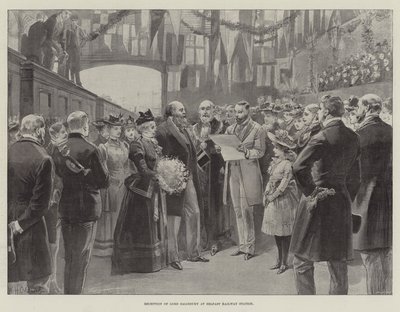 Ontvangst van Lord Salisbury op het Belfast treinstation door William Heysham Overend