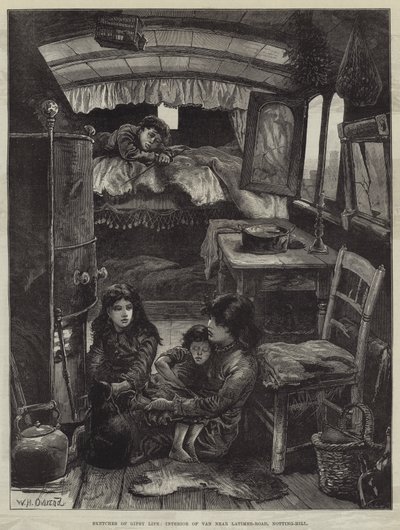Schetsen van Zigeunerleven, Interieur van een Wagen nabij Latimer-Road, Notting-Hill door William Heysham Overend