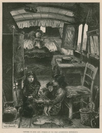 Schetsen van het zigeunerleven; Interieur van een wagen nabij Latimer Road, Notting Hill door William Heysham Overend