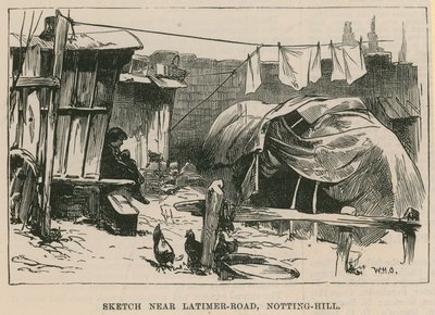 Schetsen van het zigeunerleven; Schets bij Latimer Road, Notting Hill door William Heysham Overend