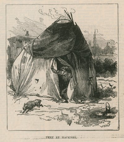 Schetsen van het zigeunerleven; tent in Hackney door William Heysham Overend