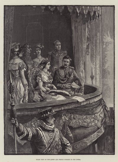 Staatsbezoek van de koningin en prins-gemaal aan de opera door William Heysham Overend