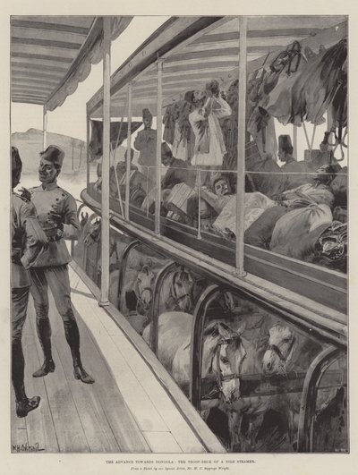 De opmars naar Dongola, het troependek van een Nijl-stoomboot door William Heysham Overend