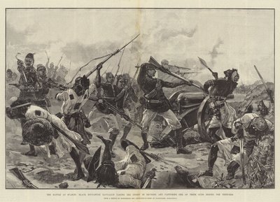 De slag bij Suakin, het Zwarte Soedanese Bataljon neemt de vijand in de rug en verovert een van hun kanonnen achter de loopgraven door William Heysham Overend