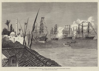 De Britse vloot in Larnaca, Cyprus, groet op de verjaardag van de hertog van Edinburgh door William Heysham Overend