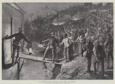 De Burmah-expeditie, vertrek van koning Theebaw uit Mandalay door William Heysham Overend