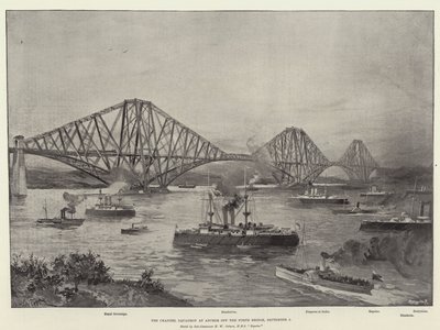 Het Kanaalsquadron voor Anker bij de Forth Bridge, 2 september door William Heysham Overend