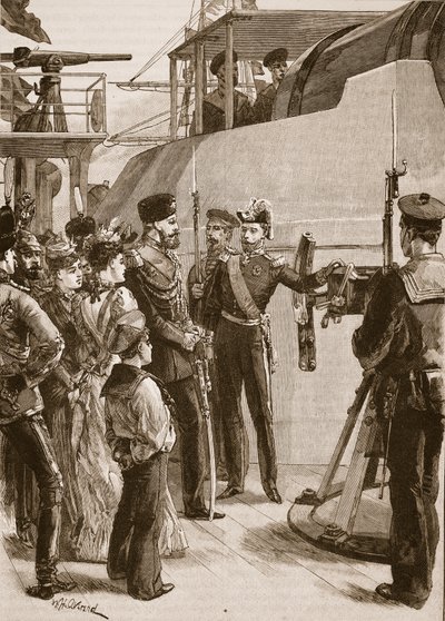 De Franse vloot bij Cronstadt: bezoek van de Tsaar, 1891, illustratie uit 