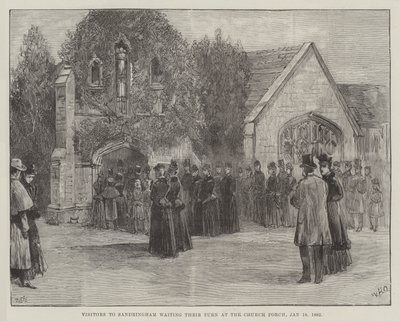 De Begrafenis van de overleden Hertog van Clarence en Avondale, Bezoekers van Sandringham die Wachten op hun Beurt bij de Kerkpoort door William Heysham Overend
