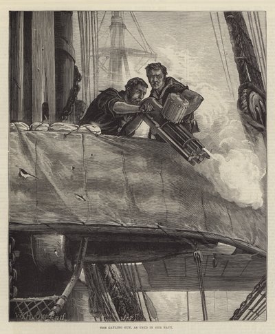 Het Gatling Kanon, zoals gebruikt in Onze Marine door William Heysham Overend