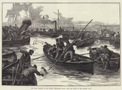 De Grote Ramp op de Theems, lichamen bergen uit het Wrak van de Princess Alice door William Heysham Overend