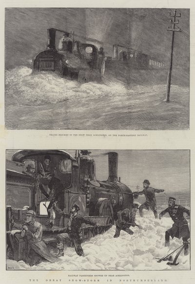 De grote sneeuwstorm in Northumberland door William Heysham Overend