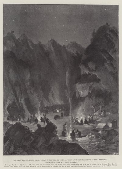 De Opstand aan de Indiase Grens, het 1e Brigade van de Tirah Expeditionary Force tijdens hun Kerstdiner in de Bazar Vallei door William Heysham Overend