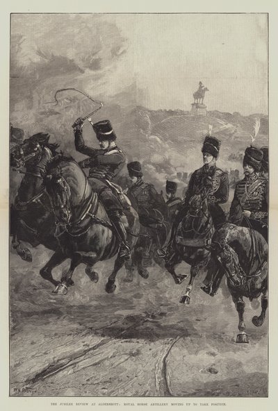 De jubileumreview in Aldershott, Royal Horse Artillery beweegt zich naar positie door William Heysham Overend