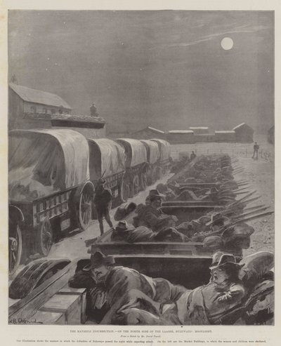 De Matabili Opstand, aan de Noordzijde van de Laager, Buluwayo, Maanlicht door William Heysham Overend