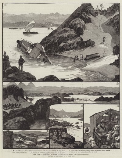 De Nijl-expeditie, gevaren en moeilijkheden van de rivierpassage door William Heysham Overend