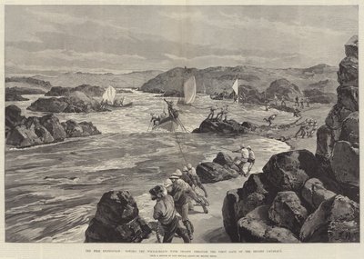 De Nijl Expeditie, het slepen van de Walvisboten met troepen door de Eerste Poort van de Tweede Cataract door William Heysham Overend