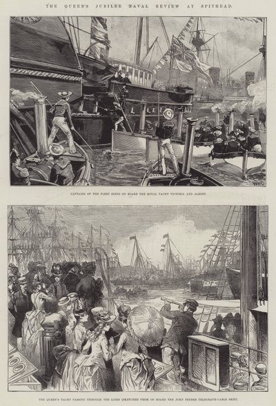 Het jubileum van de koningin, marineparade bij Spithead door William Heysham Overend