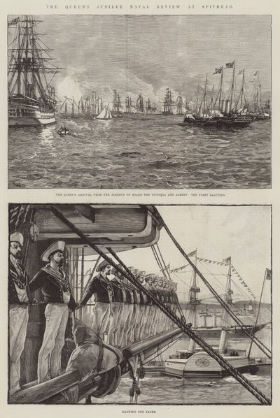 De Jubileum Marine Review van de Koningin bij Spithead door William Heysham Overend