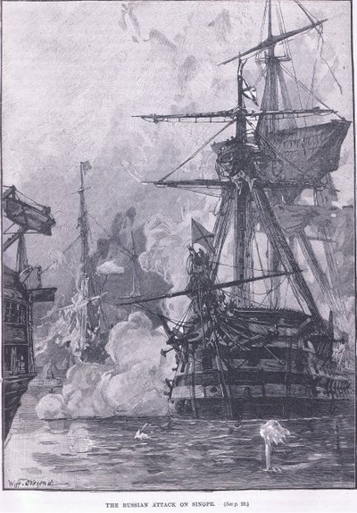 De Russische aanval op Sinope 1853 AD door William Heysham Overend