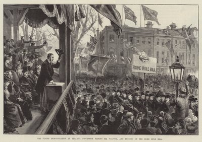 De Ulster Demonstratie in Belfast, Processie langs Mr Balfour, en verbranding van de Home Rule Bill door William Heysham Overend