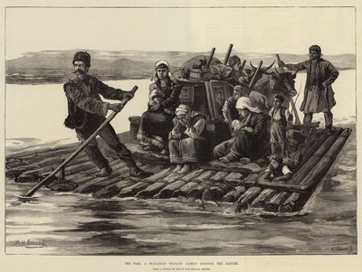 De Oorlog, een Bulgaarse Boerenfamilie steekt de Donau over door William Heysham Overend