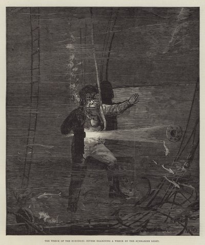 Het Wrak van de Eurydice, Duikers onderzoeken een Wrak door het Onderwaterlicht door William Heysham Overend