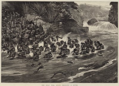 De Zoeloe-oorlog, Zoeloes steken een rivier over door William Heysham Overend