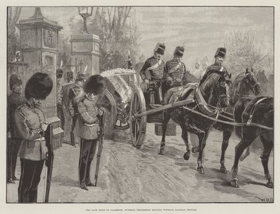 De overleden Hertog van Clarence, Begrafenisstoet verlaat Windsor Treinstation door William Heysham Overend