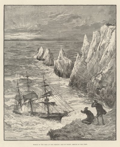 Wrak van de Irex bij de Needles, Isle of Wight, redding van de bemanning door William Heysham Overend